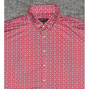 Mizzen + Main Performance Lightweight Floral Red Blue S/S Button Up Men XXL 2XL